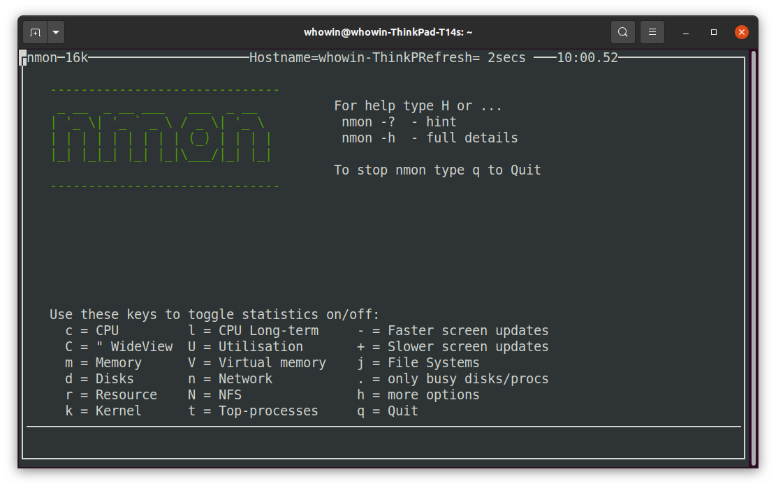 Screenshot of nmon