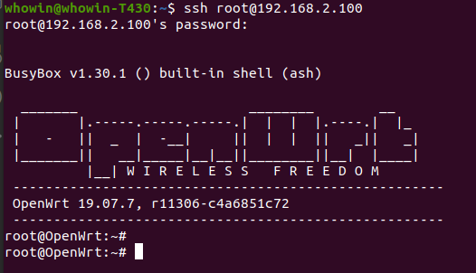 ssh登录openwrt