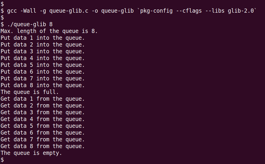 screenshot of queue-glib