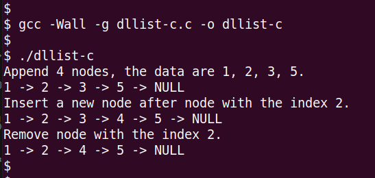 screenshot of dllist-c