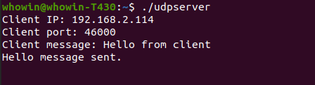 screenshot of udpserver