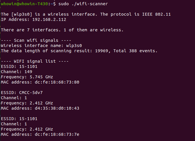 Screenshot of wifi-scanner